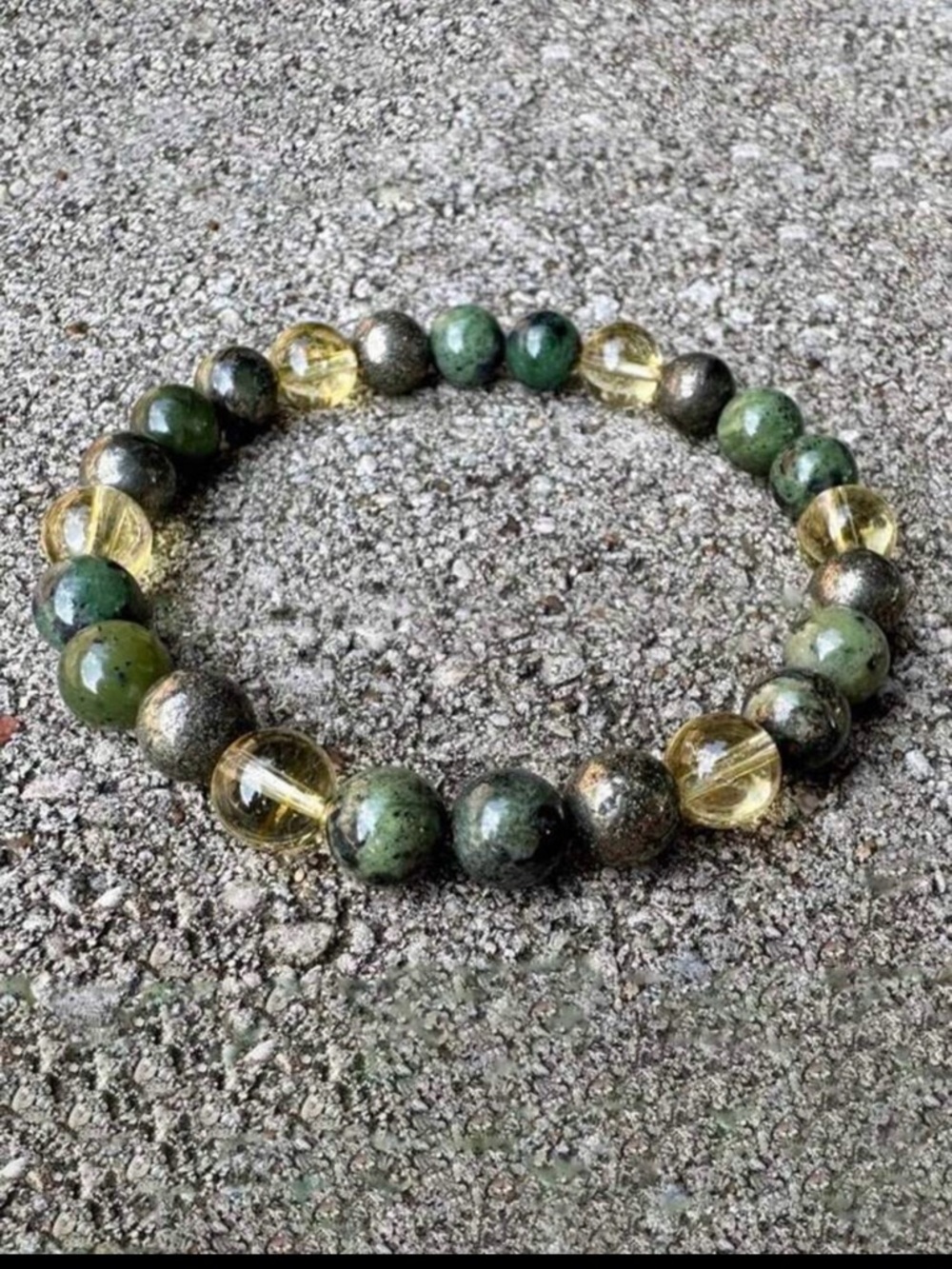 Abundance & Prosperity Men’s Beaded Bracelet — Green and Gold